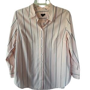 Talbots size L Peach striped Buttondown shirt oversized size L